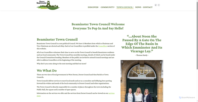 Security scan screenshot of https://beaminster-tc.gov.uk/