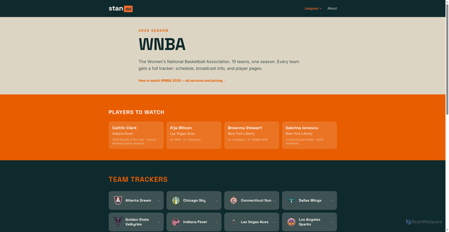 Security scan screenshot of https://standd.fan/wnba/