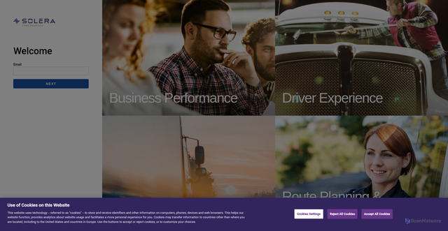Security scan screenshot of https://fleetsolutions.solera.com