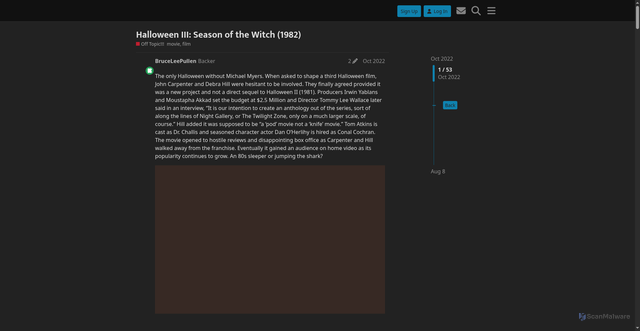 Security scan screenshot of https://forums.mst3k.com/t/halloween-iii-season-of-the-witch-1982/26450