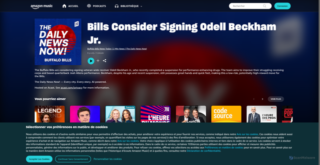 Security scan screenshot of https://music.amazon.fr/podcasts/303fbd49-6a07-41c2-83d0-d0dbecfb1c1b/episodes/ad103612-db95-44f9-975a-e310957ee86e/buffalo-bills-news-today-2-min-news-the-daily-news-now-bills-consider-signing-odell-beckham-jr