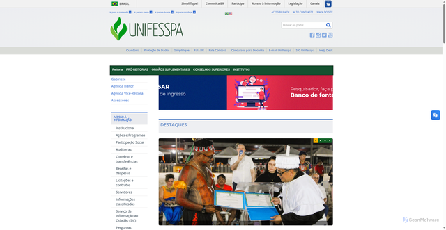 Security scan screenshot of https://www.unifesspa.edu.br/
