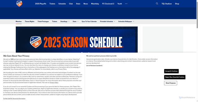 Security scan screenshot of https://www.fccincinnati.com/schedule/matches