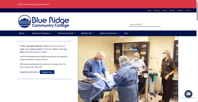 Security scan screenshot of https://www.brcc.edu/