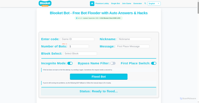 Security scan screenshot of https://blooketbot.com