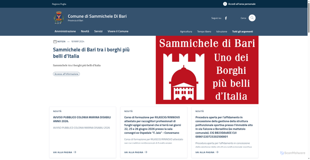 Security scan screenshot of https://www.comune.sammicheledibari.ba.it