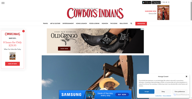 Security scan screenshot of https://www.cowboysindians.com/2025/08/we-cant-believe-where-billy-bob-thornton-is/