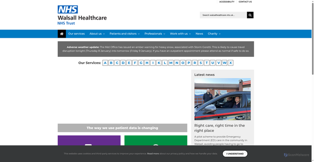 Security scan screenshot of https://www.walsallhealthcare.nhs.uk/