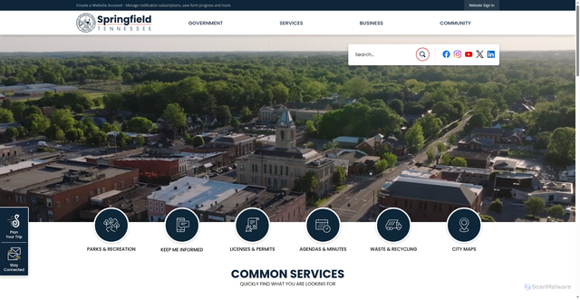 Security scan screenshot of https://springfieldtn.gov/