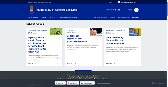 Security scan screenshot of https://www.comune.saleranocanavese.to.it