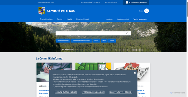 Security scan screenshot of https://www.comunitavaldinon.tn.it/