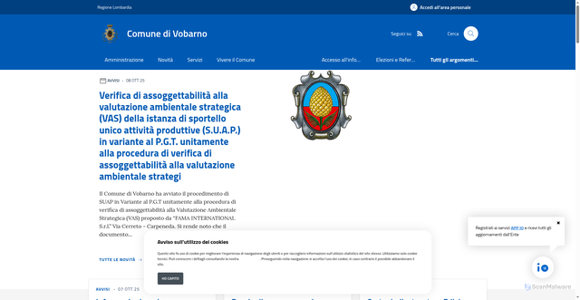 Security scan screenshot of https://www.comune.vobarno.bs.it/