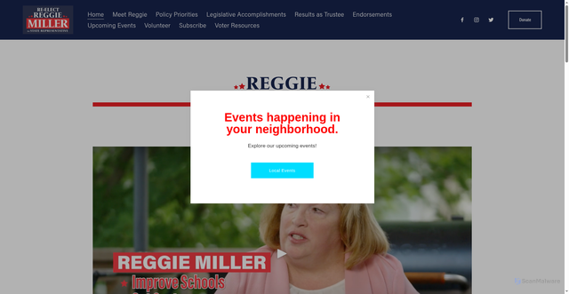 Security scan screenshot of https://www.votereggiemiller.com/
