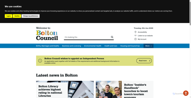 Security scan screenshot of https://www.bolton.gov.uk:443/