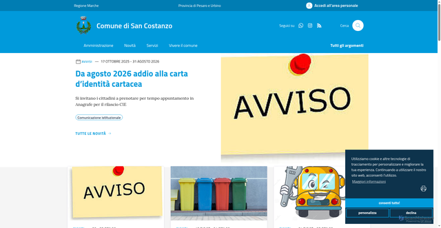 Security scan screenshot of https://www.comune.san-costanzo.pu.it/