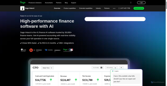 Security scan screenshot of https://www.intacct.com