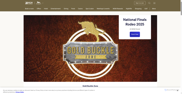 Security scan screenshot of https://mgmgrand.mgmresorts.com/en/entertainment/nfr.html