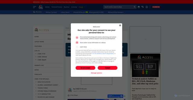 Security scan screenshot of https://www.cnbctv18.com/india/miss-universe-india-2025-title-goes-to-rajasthans-manika-vishwakarma-19655718.htm