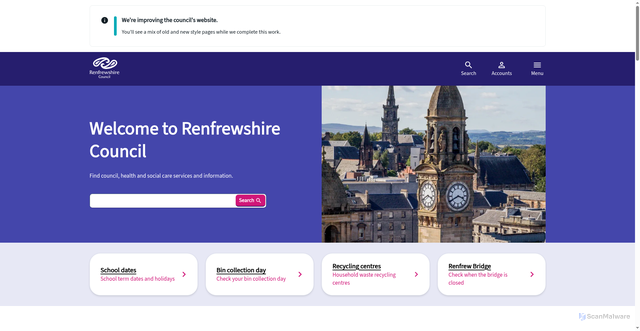 Security scan screenshot of http://www.renfrewshire.gov.uk/