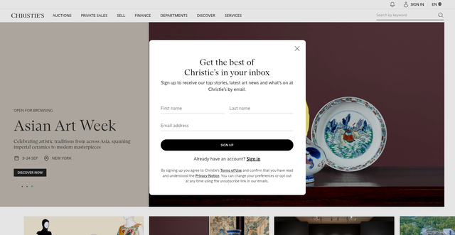 Security scan screenshot of https://christies.com