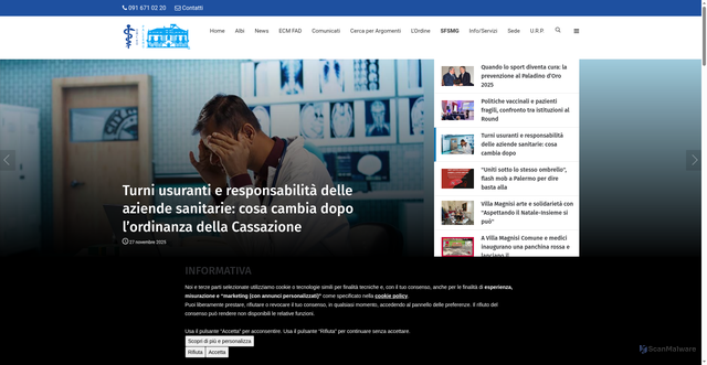 Security scan screenshot of https://www.ordinemedicipa.it/