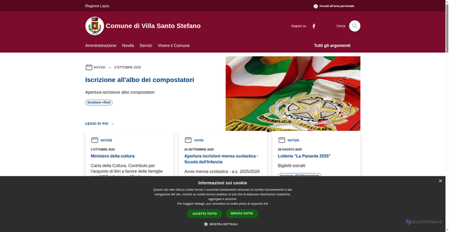 Security scan screenshot of https://www.comune.villasantostefano.fr.it/it