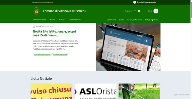 Security scan screenshot of https://www.comune.villanovatruschedu.or.it/
