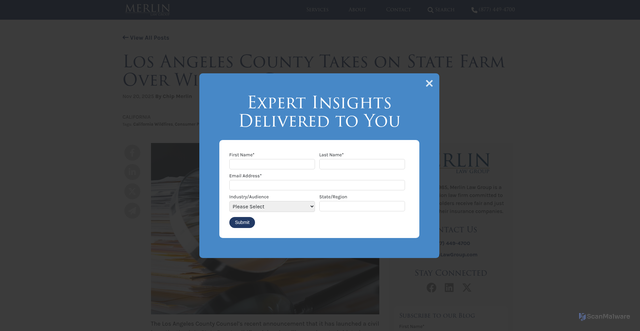 Security scan screenshot of https://www.propertyinsurancecoveragelaw.com/blog/los-angeles-county-state-farm-wildfire-investigation/