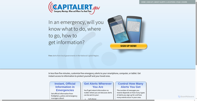 Security scan screenshot of http://www.capitalert.gov/