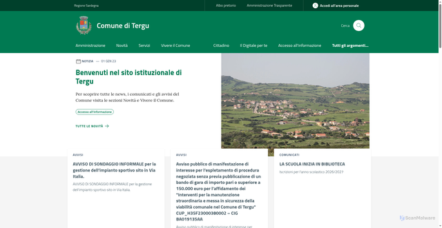 Security scan screenshot of https://www.comune.tergu.ss.it