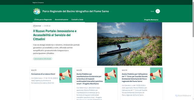 Security scan screenshot of https://www.enteparcodelfiumesarno.it/