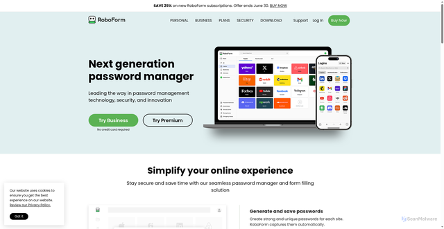 Security scan screenshot of https://www.roboform.com