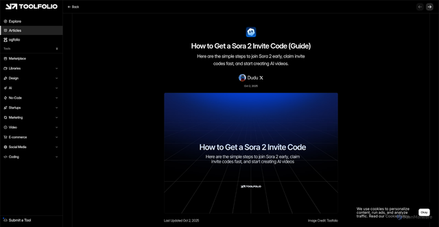 Security scan screenshot of https://toolfolio.io/productive-value/how-to-get-a-sora-2-invite-code