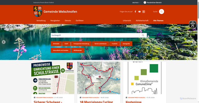 Security scan screenshot of https://www.comune.novalevante.bz.it