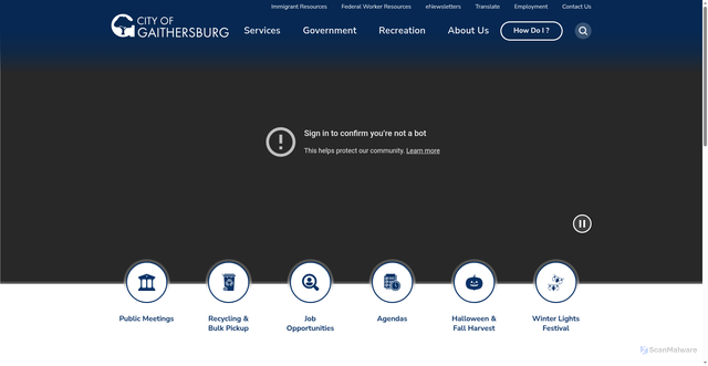 Security scan screenshot of https://www.gaithersburgmd.gov/