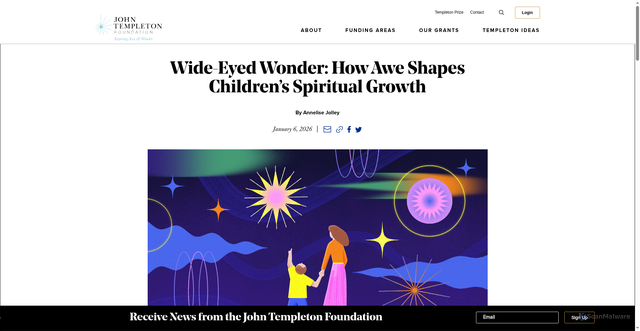 Security scan screenshot of https://www.templeton.org/news/wide-eyed-wonder-how-awe-shapes-childrens-spiritual-growth?utm_source=Receive+News+from+the+John+Templeton+Foundation&utm_campaign=50c525fcc2-EMAIL_CAMPAIGN_2025_templetonideas_20260121&utm_medium=email&utm_term=0_-42837b4b08-97355777
