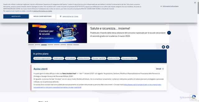 Security scan screenshot of https://www.inail.it/portale/