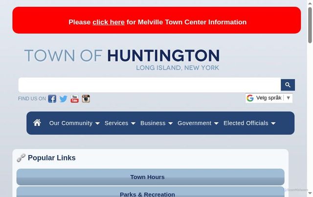 Security scan screenshot of https://huntingtonny.gov/