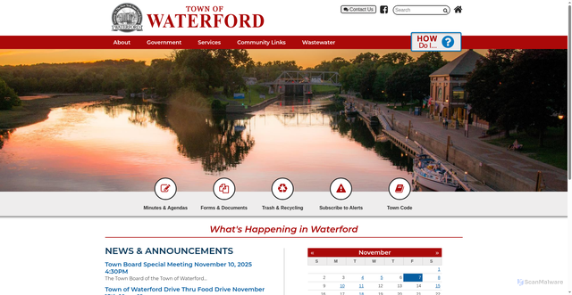 Security scan screenshot of https://www.townofwaterfordny.gov/
