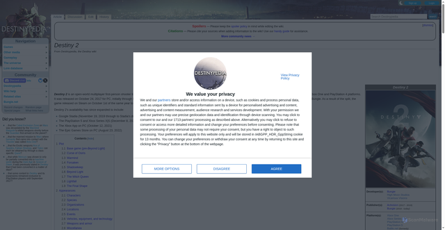 Security scan screenshot of https://www.destinypedia.com/Destiny_2