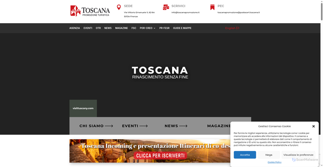 Security scan screenshot of https://www.toscanapromozione.it/