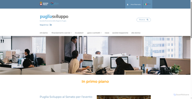 Security scan screenshot of https://www.pugliasviluppo.eu/it/