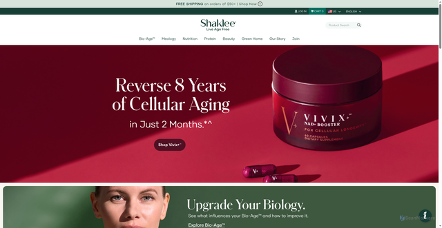 Security scan screenshot of https://shaklee.com