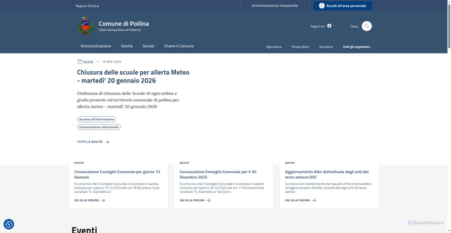 Security scan screenshot of https://comune.pollina.pa.it/