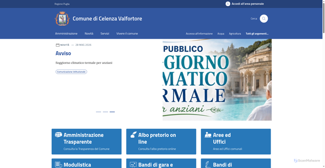 Security scan screenshot of https://www.comune.celenzavalfortore.fg.it
