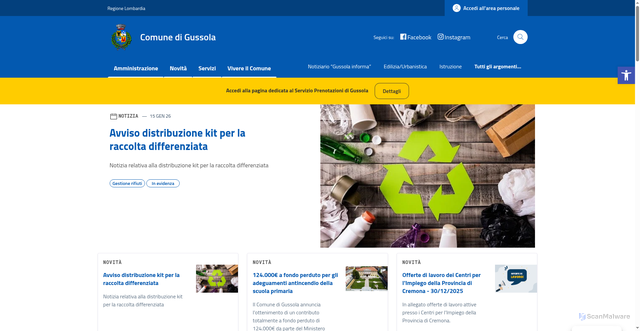 Security scan screenshot of https://comune.gussola.cr.it/