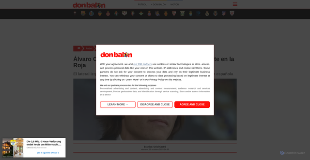 Security scan screenshot of https://www.donbalon.com/futbol/realmadrid/alvaro-carreras-ha-sido-vetado-por-luis-de-la-fuente-en-la-roja