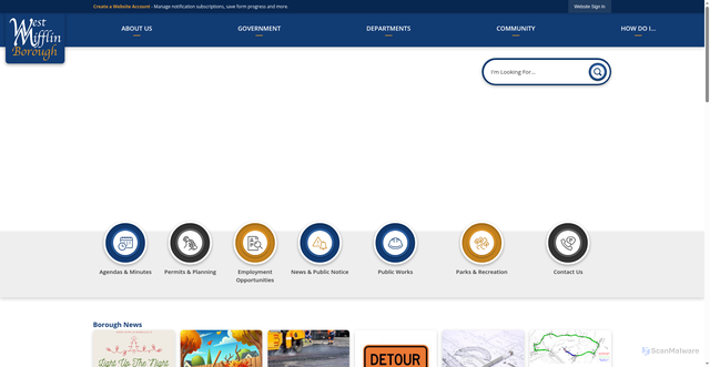 Security scan screenshot of https://westmifflin.gov/