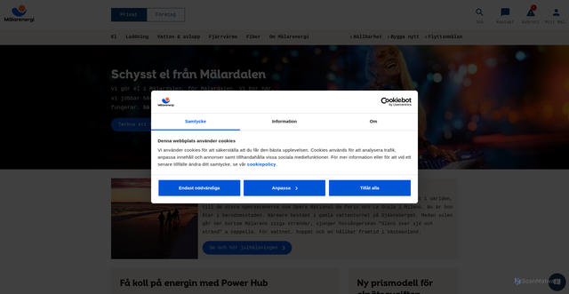 Security scan screenshot of https://www.malarenergi.se/