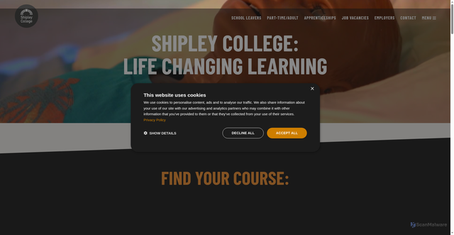 Security scan screenshot of https://shipley.ac.uk/